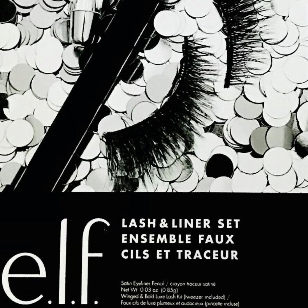🌹 ELF 2 PC GIFT SET LASH &LINER BLACK SATIN EYELINER PENCIL & WINGED LASHES